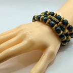 Deep Teal Beaded Bracelets for Women Jewelry Boho Beaded 3 Stacked Set image 1