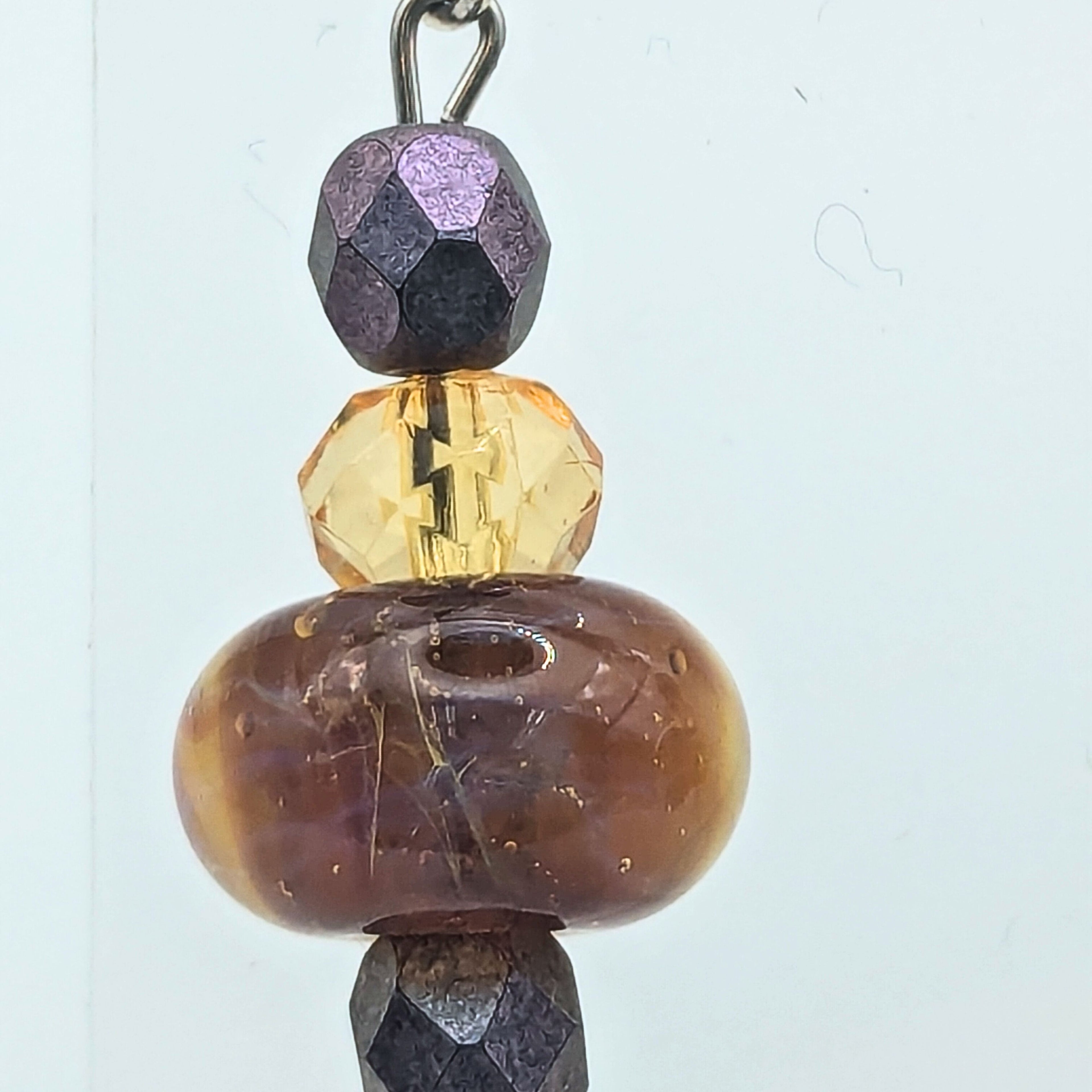 Yellow And Plum Swirled Dangle Earrings image 1