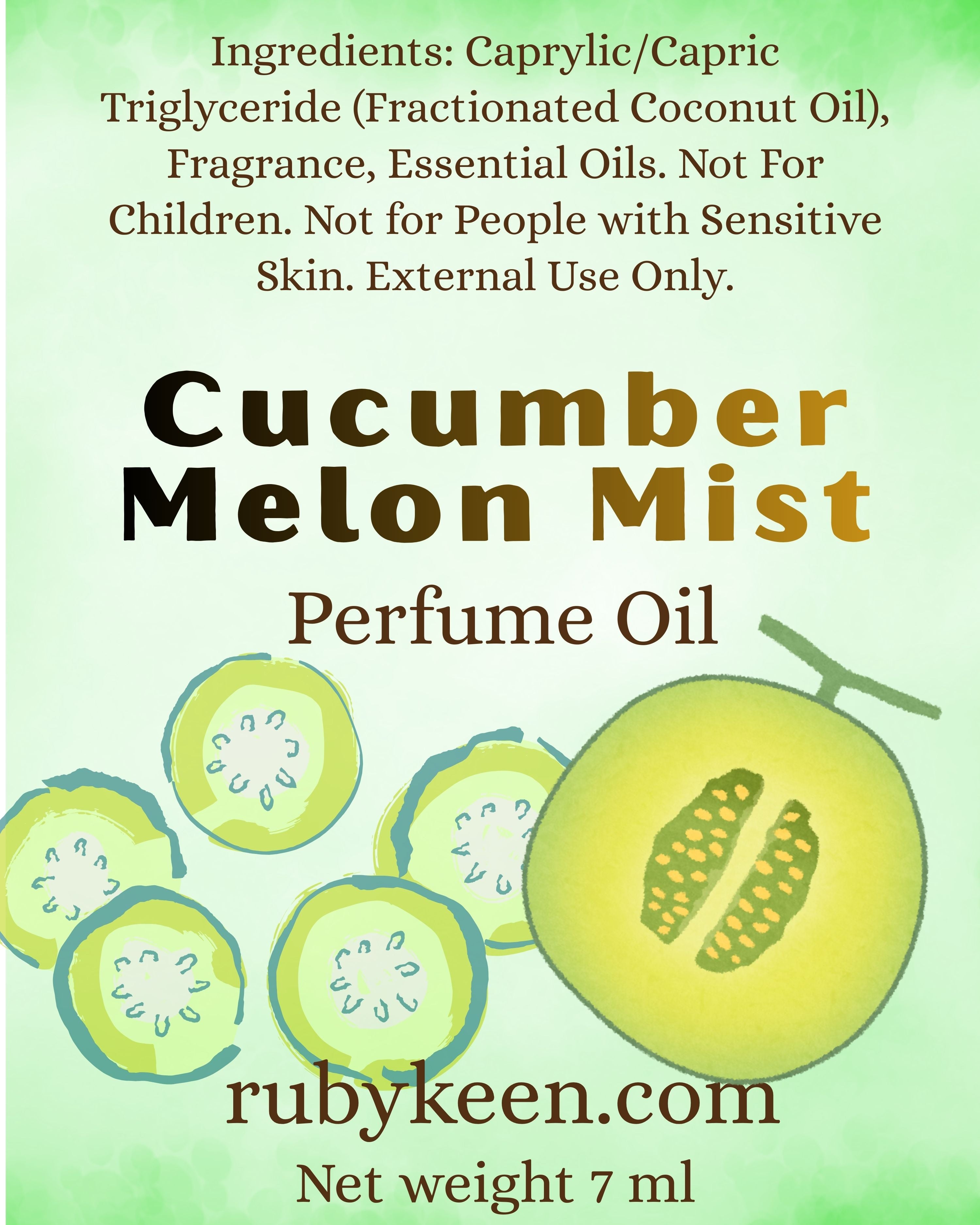 Cucumber Melon Perfume Oil | Green Tea, Fresh Scent | 7ml Rollerball image 2