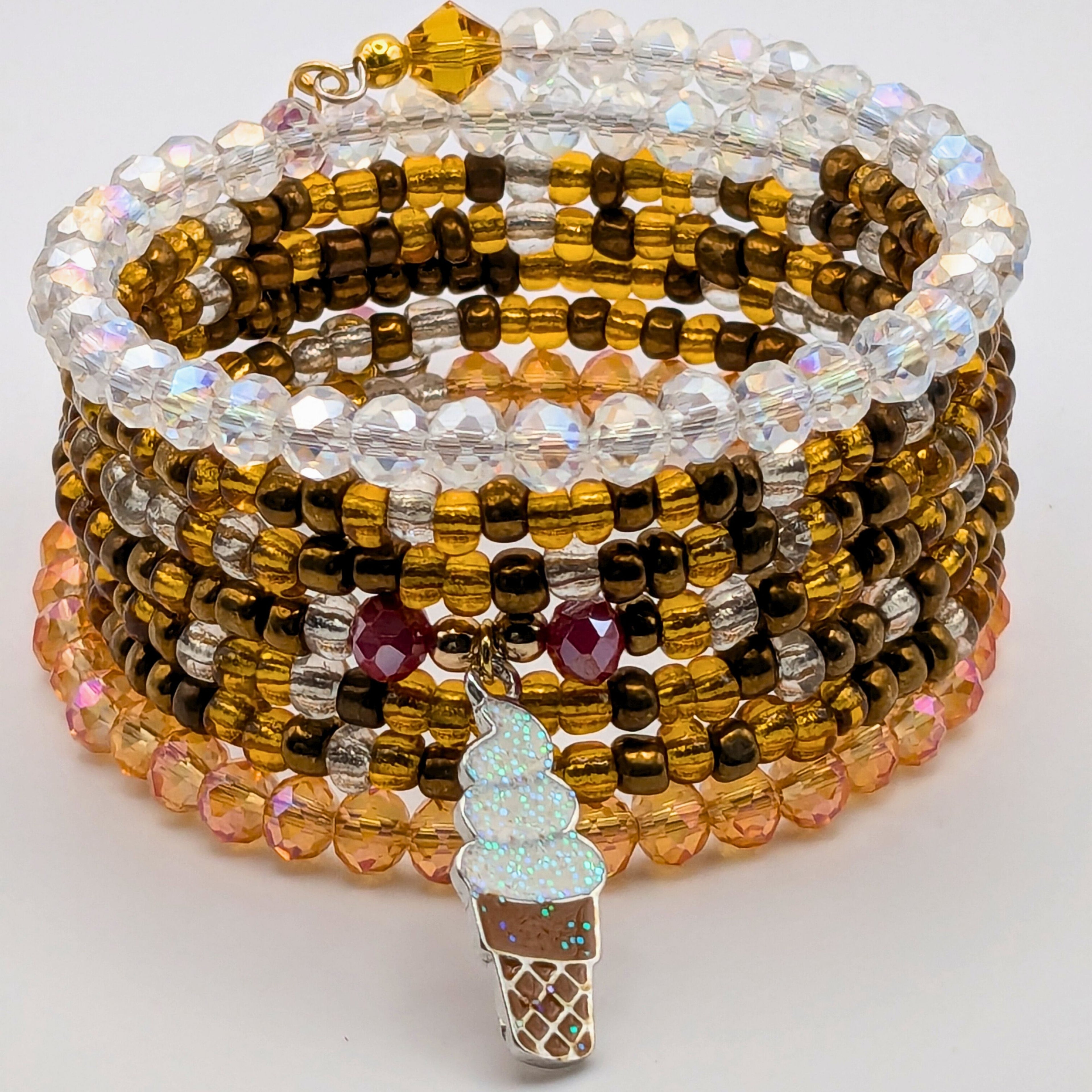 Beaded Cuff Bracelet With Vanilla Ice Cream Scoop image 0