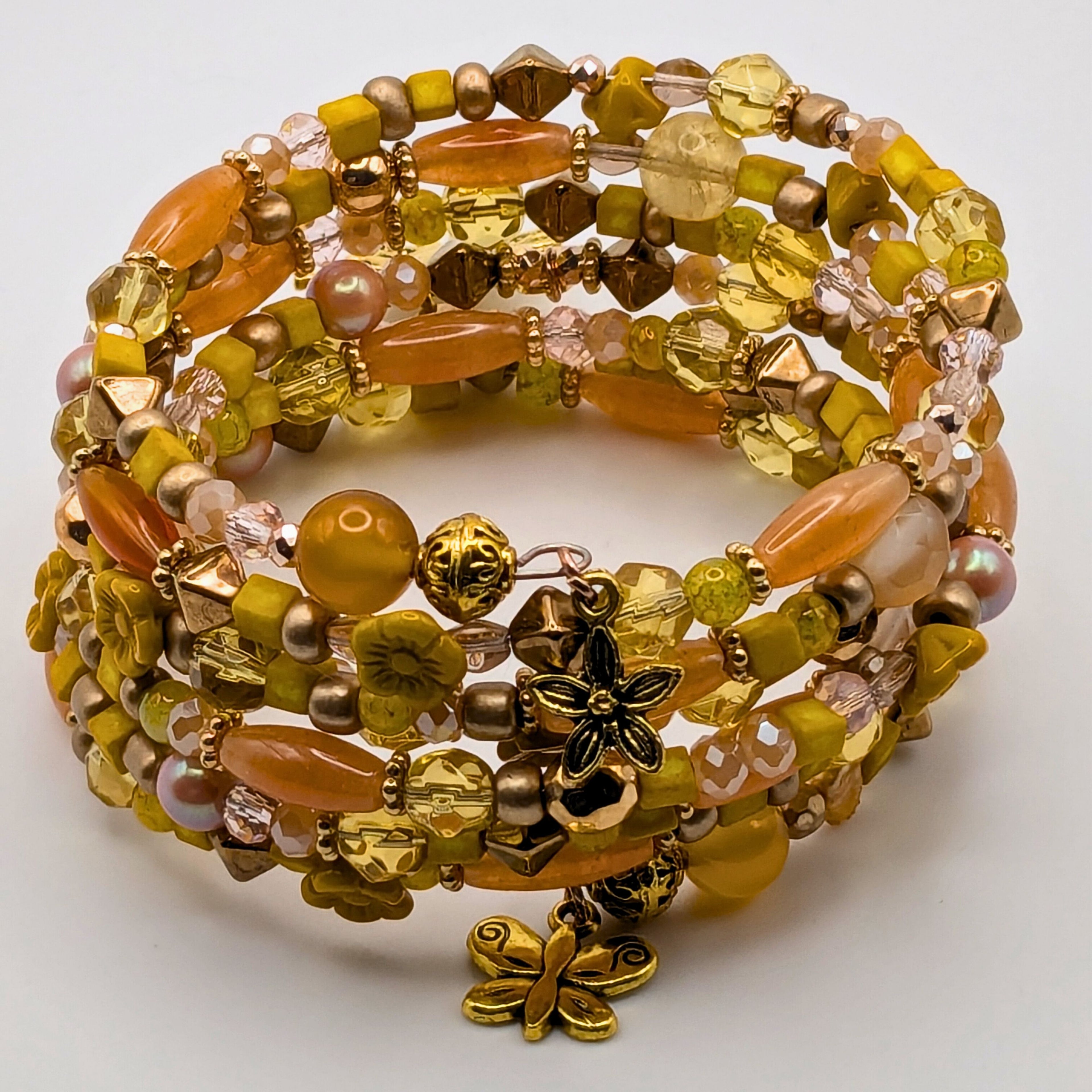 Yellow And Gold Sun Goddess Beaded Cuff Bracelet image 3