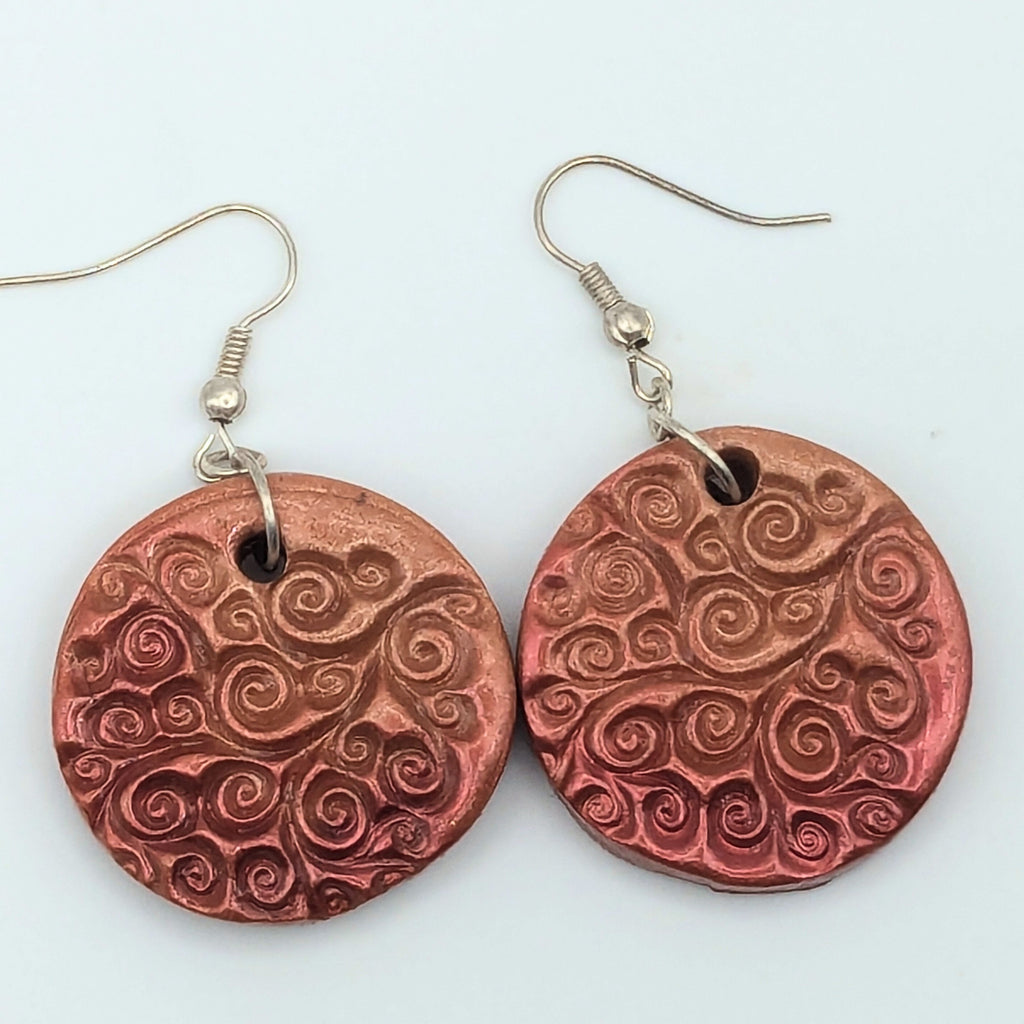 Textured Polymer Clay Dangle Earrings image 0