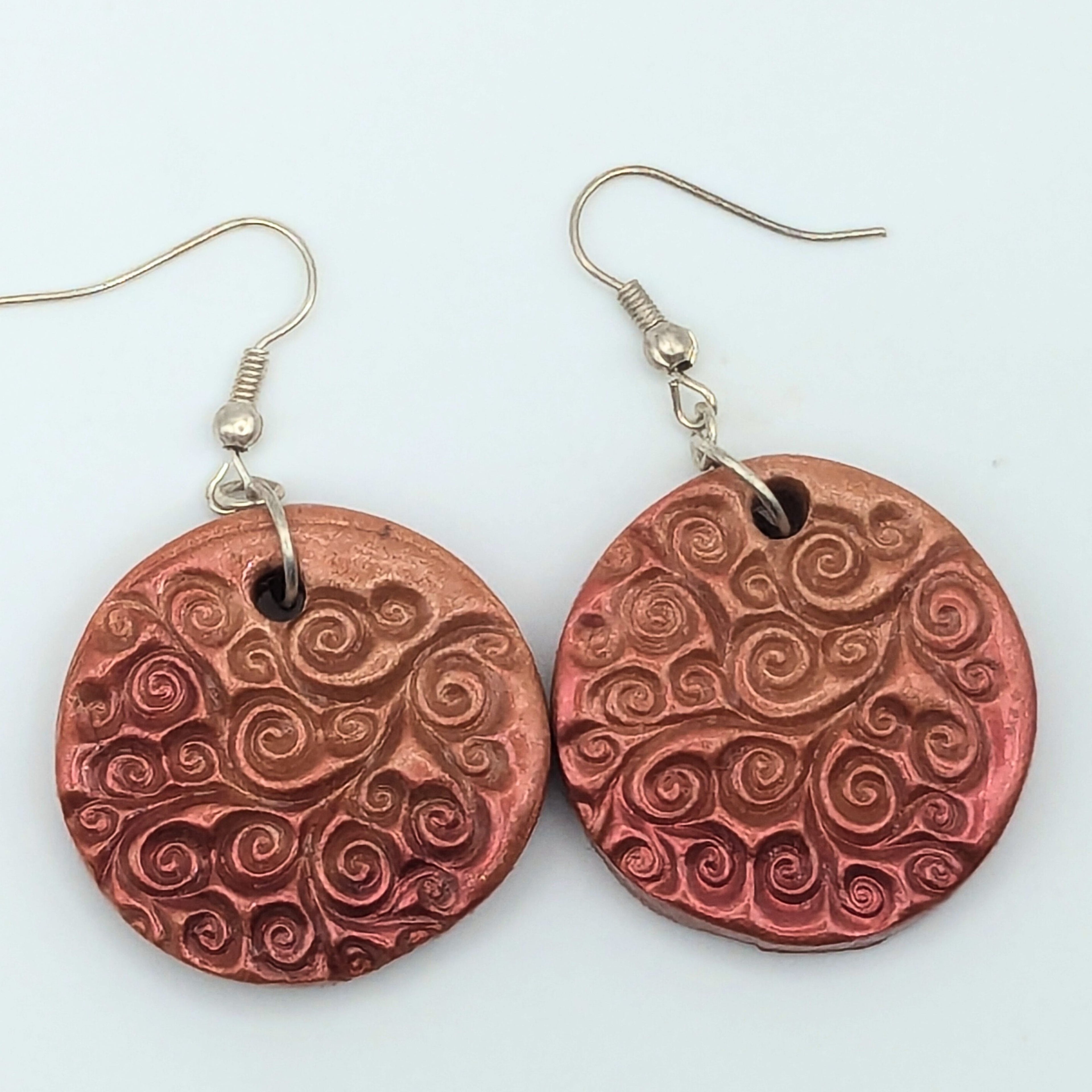 Textured Polymer Clay Dangle Earrings image 0