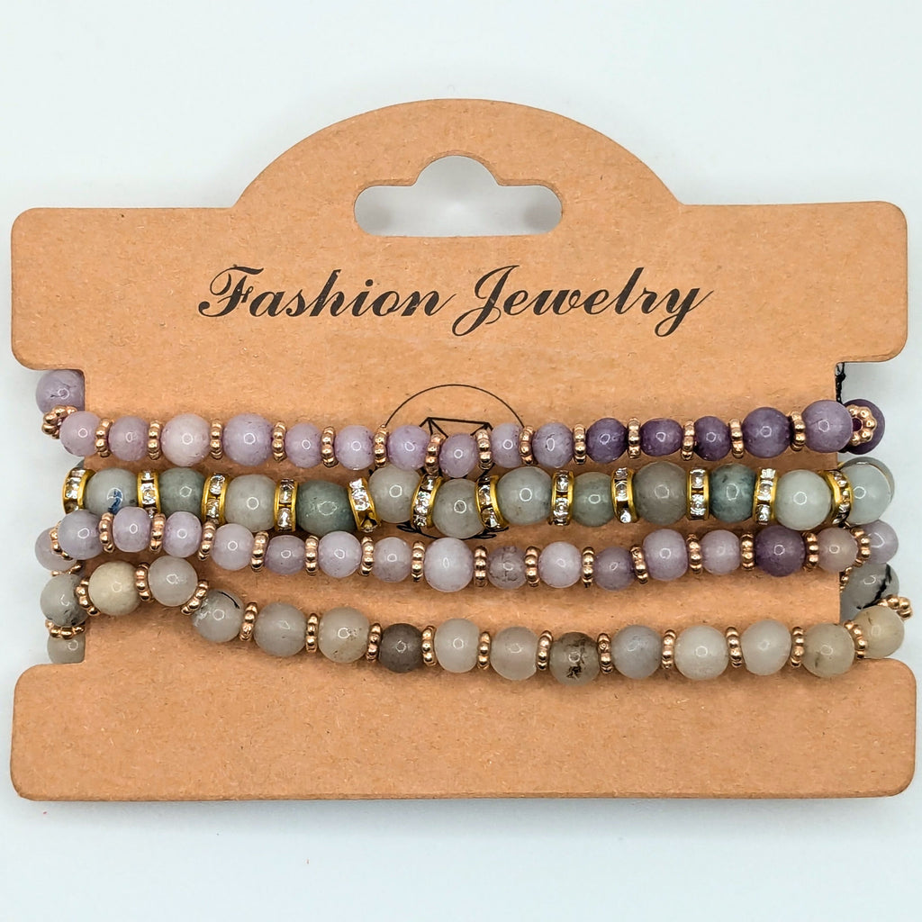 Gemstone Beaded Bracelets for Women Trendy Jewelry Boho 4 Stacked Set image 1