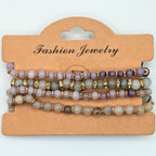 Gemstone Beaded Bracelets for Women Trendy Jewelry Boho 4 Stacked Set image 1