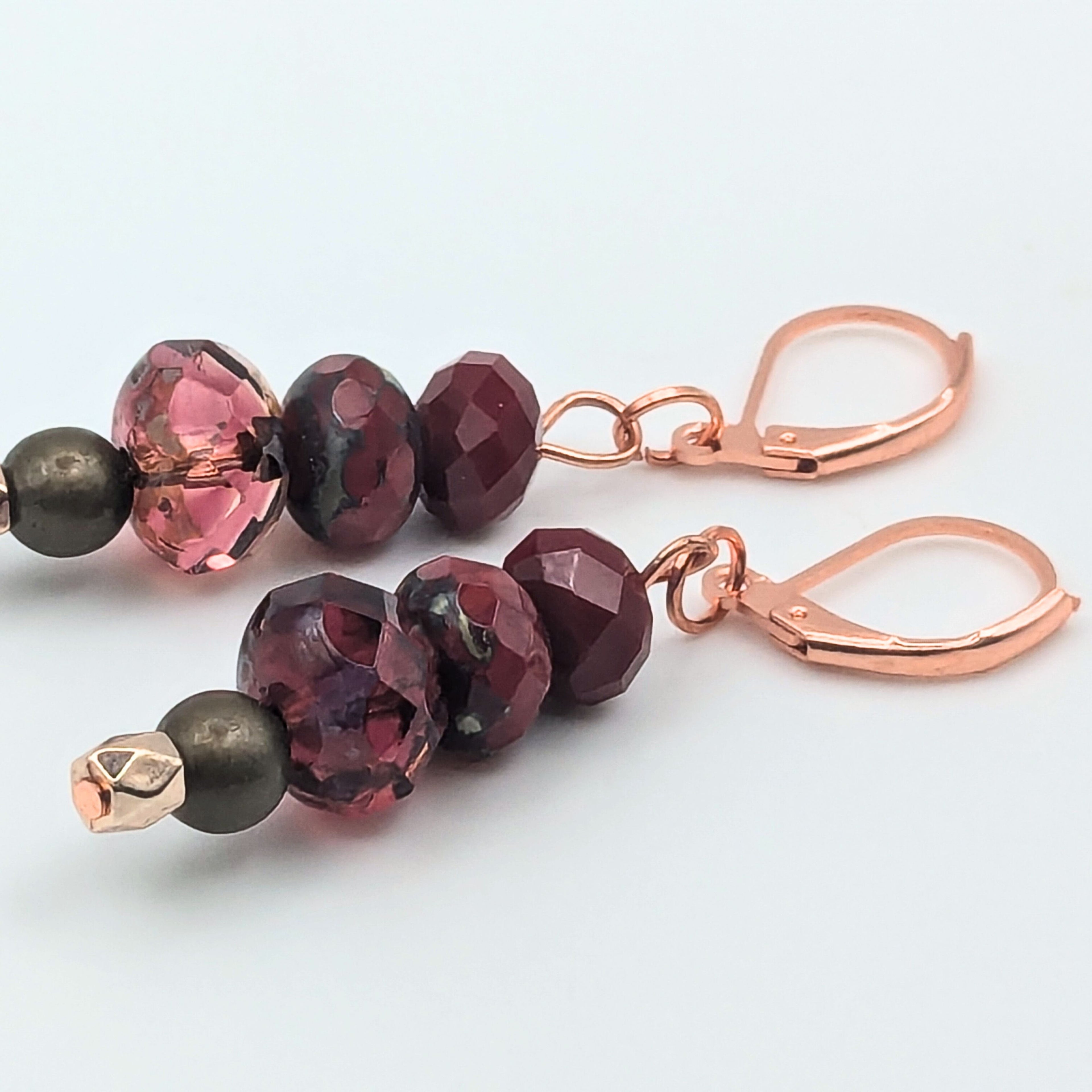 Red Stacked Dangle Earrings image 3