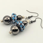 Chunky Silver And Blue Dangle Earrings image 3