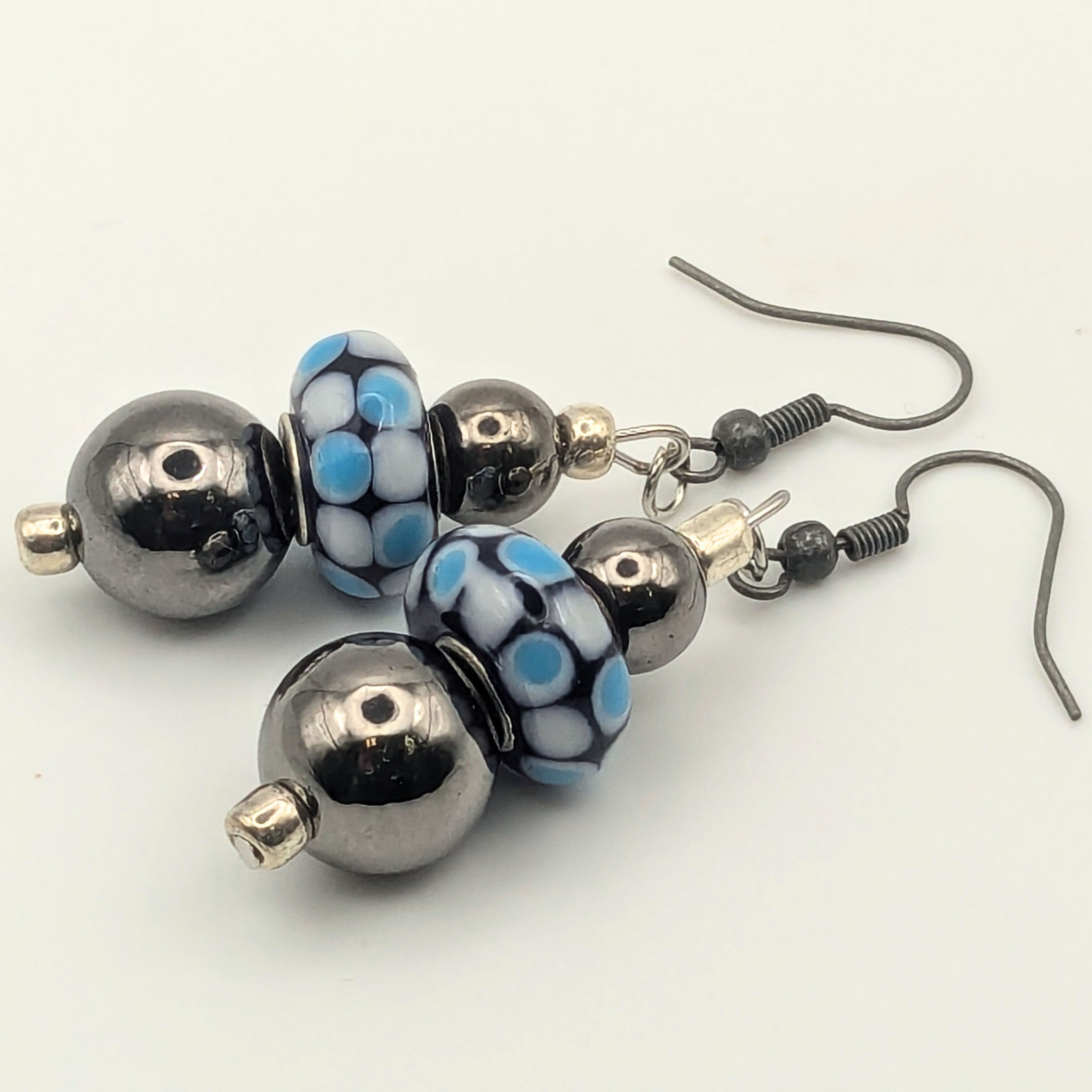 Chunky Silver And Blue Dangle Earrings image 3