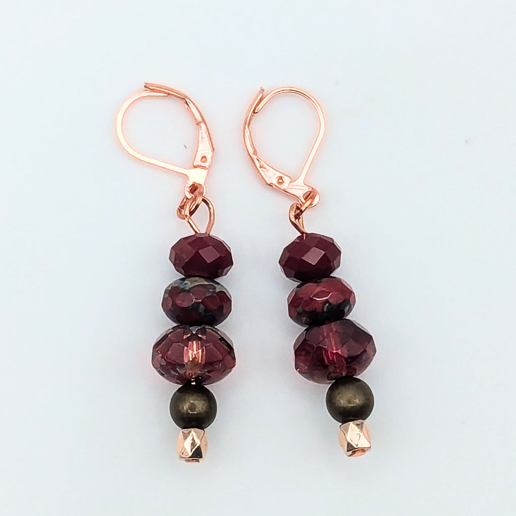 Red Stacked Dangle Earrings image 2