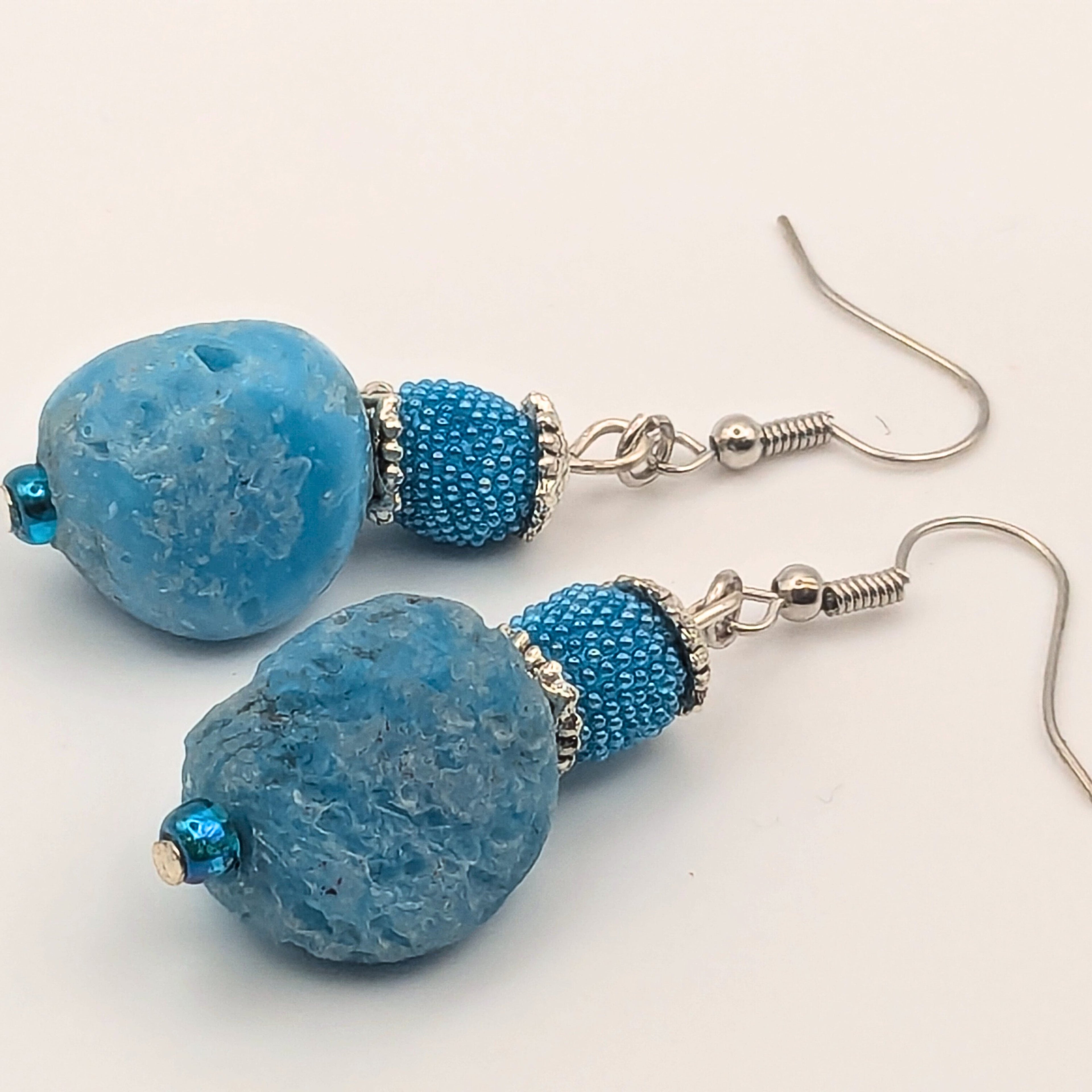 Chunky Light Blue Dangle Earrings image 3