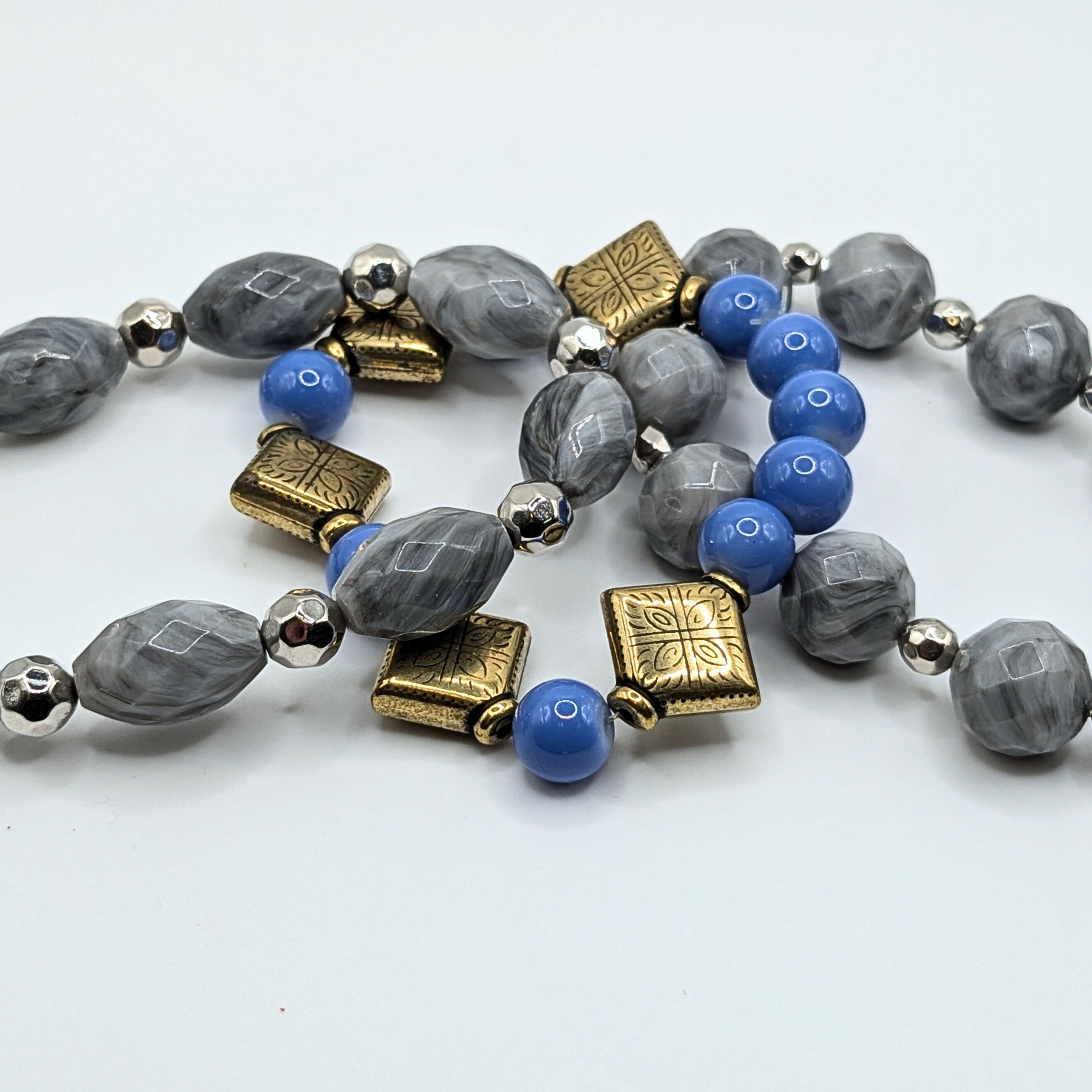 Grey Beaded Bracelets for Women Jewelry Boho Beaded 3 Stacked Set image 1