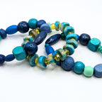 Blue Beaded Bracelets for Women Jewelry Boho Beaded 3 Stacked Set image 3