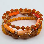 Orange Beaded Bracelets for Women Jewelry Boho Beaded 4 Stacked Set image 3