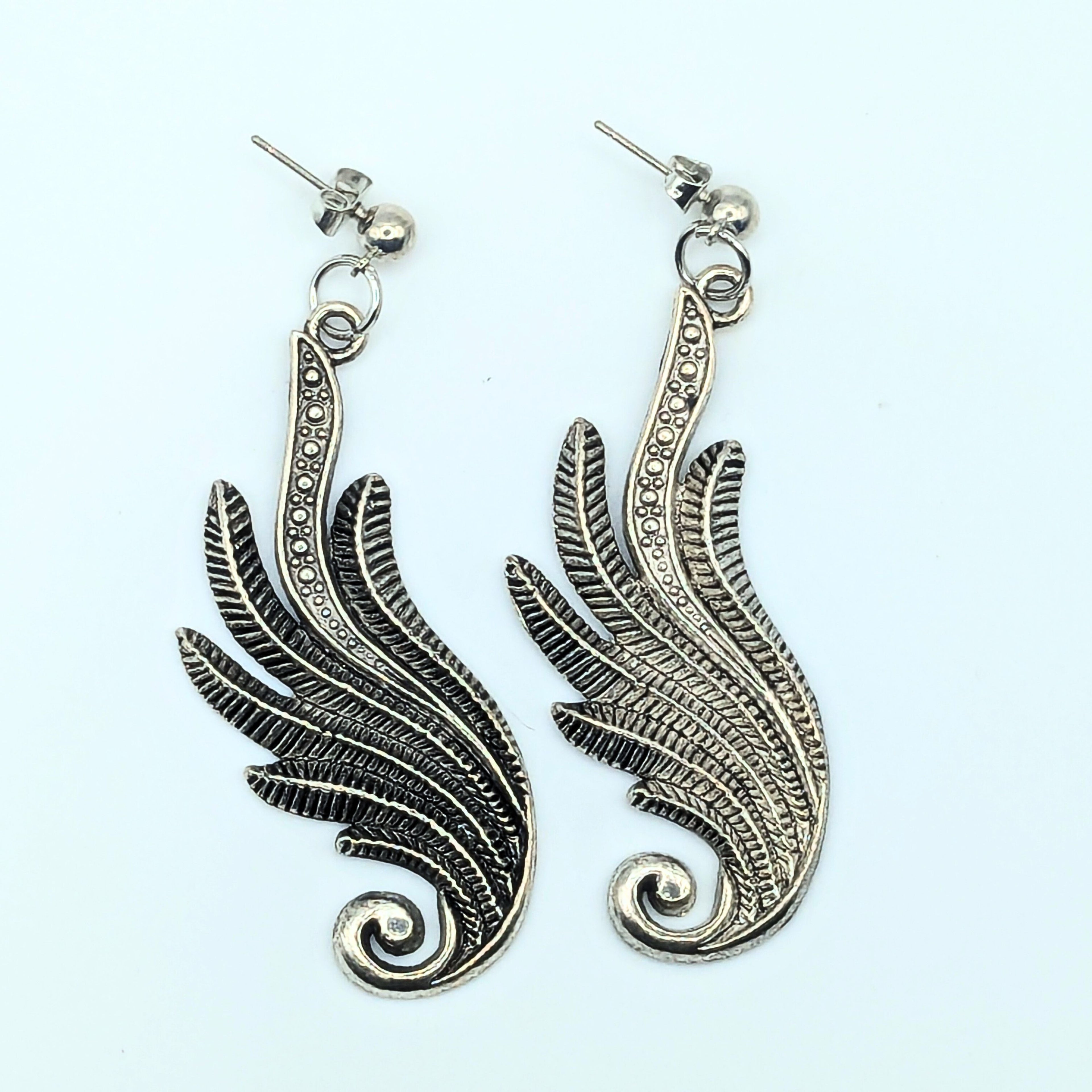 Long Silver Dangle Earrings image 1