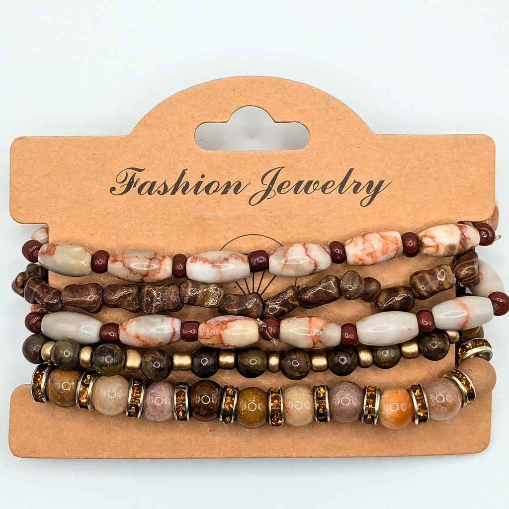 Mixed Beaded Bracelets for Women Jewelry Boho Beaded 5 Stacked Set image 0