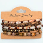 Mixed Beaded Bracelets for Women Jewelry Boho Beaded 5 Stacked Set image 0