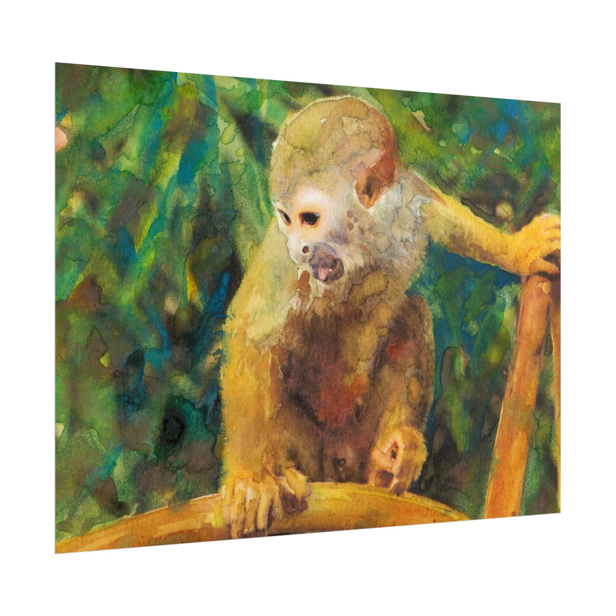 Monkey Watercolor Print, Tropical Jungle Animal Wall Art, Colorful Monkey Poster, Vibrant Wildlife Art, Exotic Nature Decor