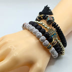 Black Beaded Bracelets for Women Jewelry Boho Beaded 4 Stacked Set image 1