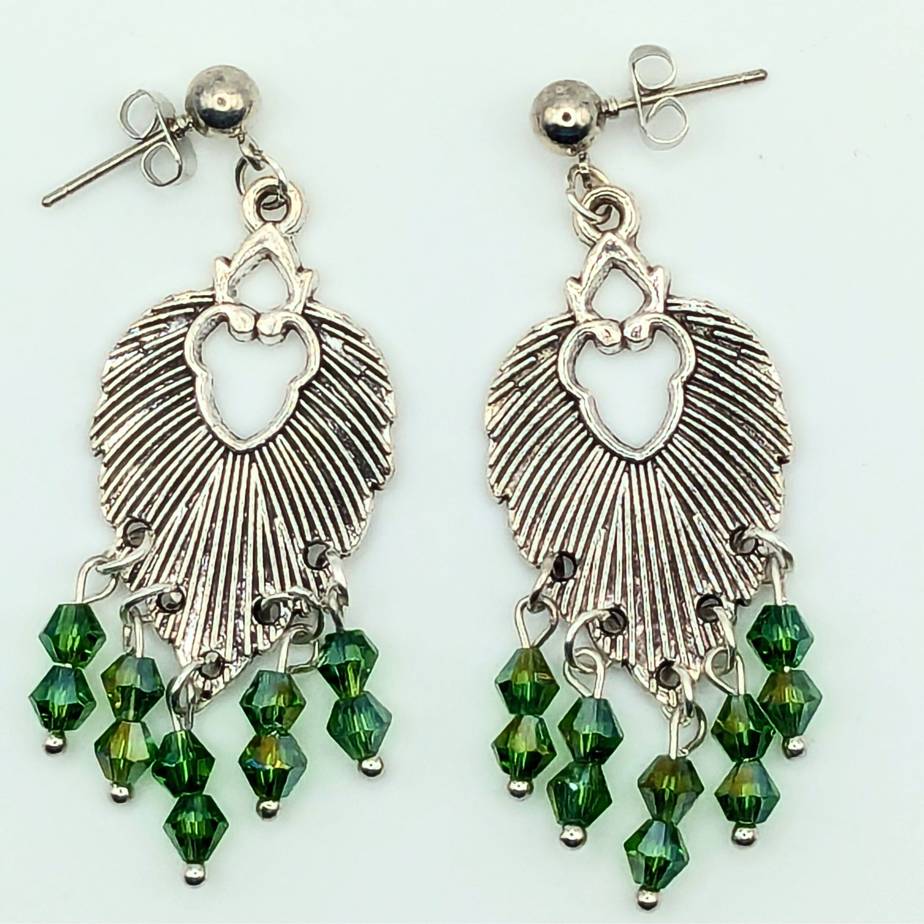 Blue Green Crystal Dangle Earrings image 2