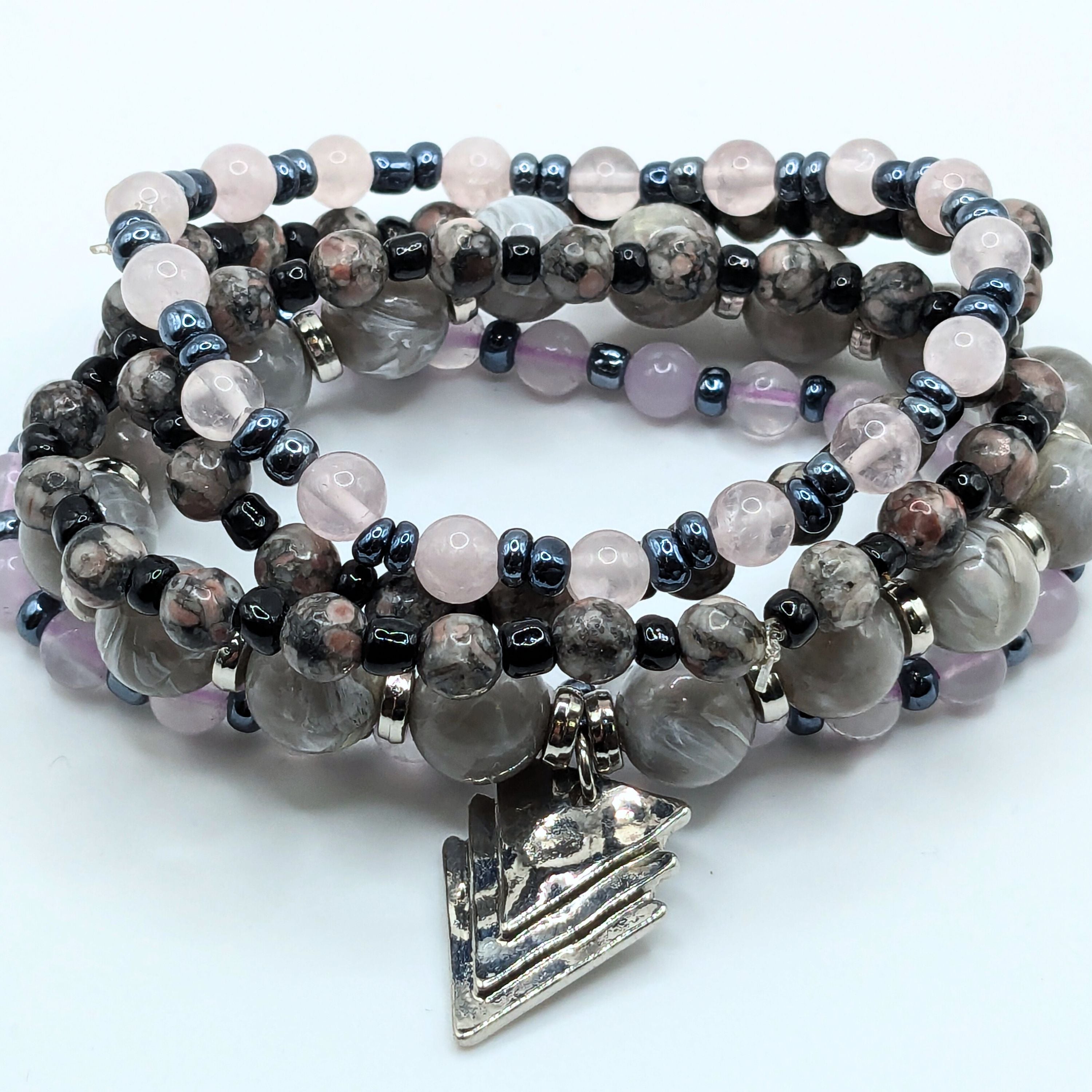 Gemstone Beaded Bracelets for Women Jewelry Boho Beaded 5 Stacked Set image 1