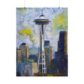 Seattle Space Needle Watercolor Poster, Seattle Wall Art, Pacific Northwest Cityscape Print, Stormy Seattle Skyline Art, Travel Gift