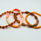 Orange Beaded Bracelets for Women Jewelry Boho Beaded 4 Stacked Set image 4