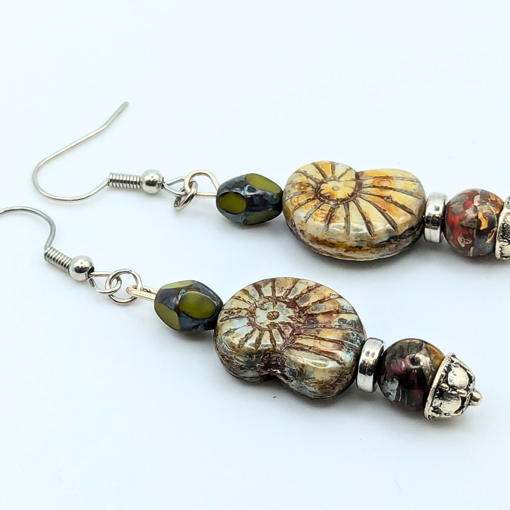 Czech Glass Nautalis Dangle Earrings image 0