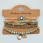Pink And Blue Beaded Bracelets for Women Jewelry Boho Beaded 6 Stacked Set image 1