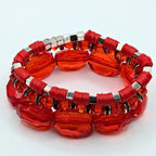 Red Beaded Bracelets for Women Jewelry Boho Beaded 3 Stacked Set image 4