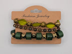 Green Beaded Bracelets for Women Jewelry Boho Beaded 3 Stacked Set image 3
