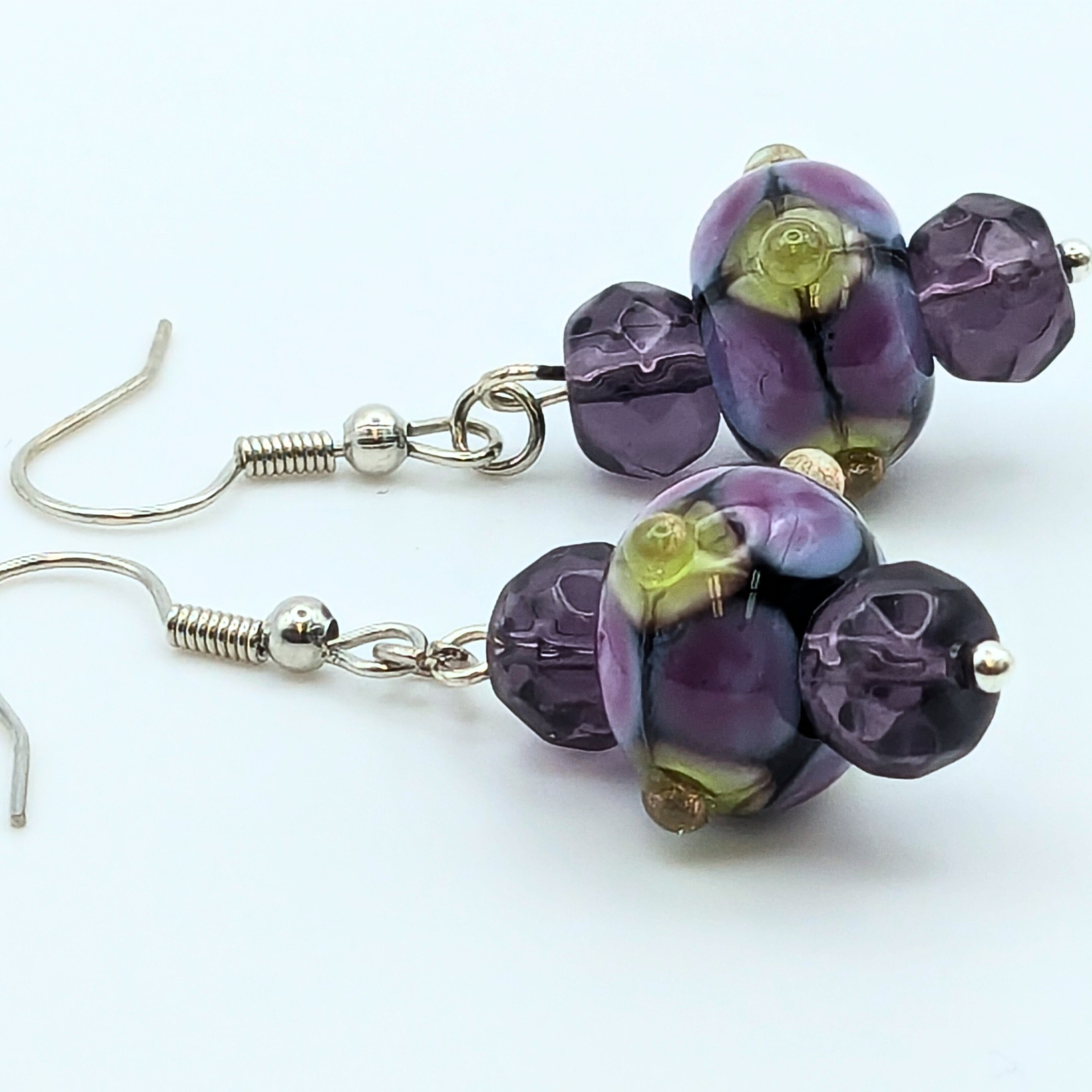 Purple And Lime Dangle Earrings image 0