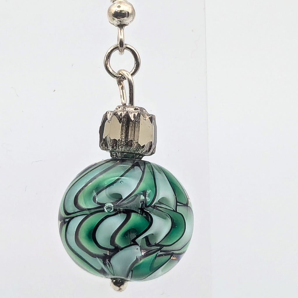 Green Marbled Dangle Earring image 2