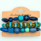 Blue Beaded Bracelets for Women Jewelry Boho Beaded 3 Stacked Set image 2