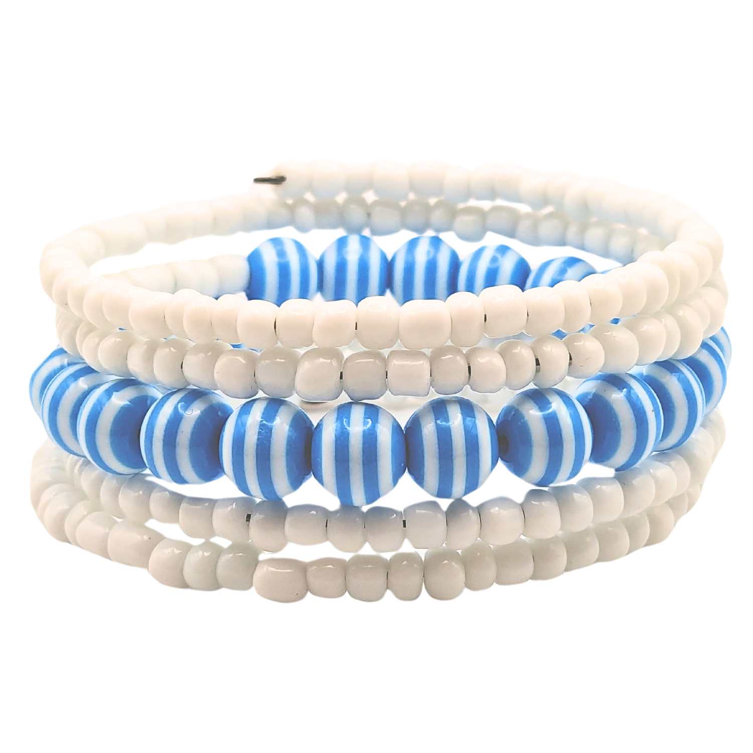 Blue Nautical Beaded Cuff Bracelet image 1