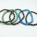 Light Blue Beaded Bracelets for Women Jewelry Boho Beaded 5 Stacked Set image 2