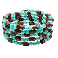 Light Blue And Brown Beaded Cuff Bracelet image 0