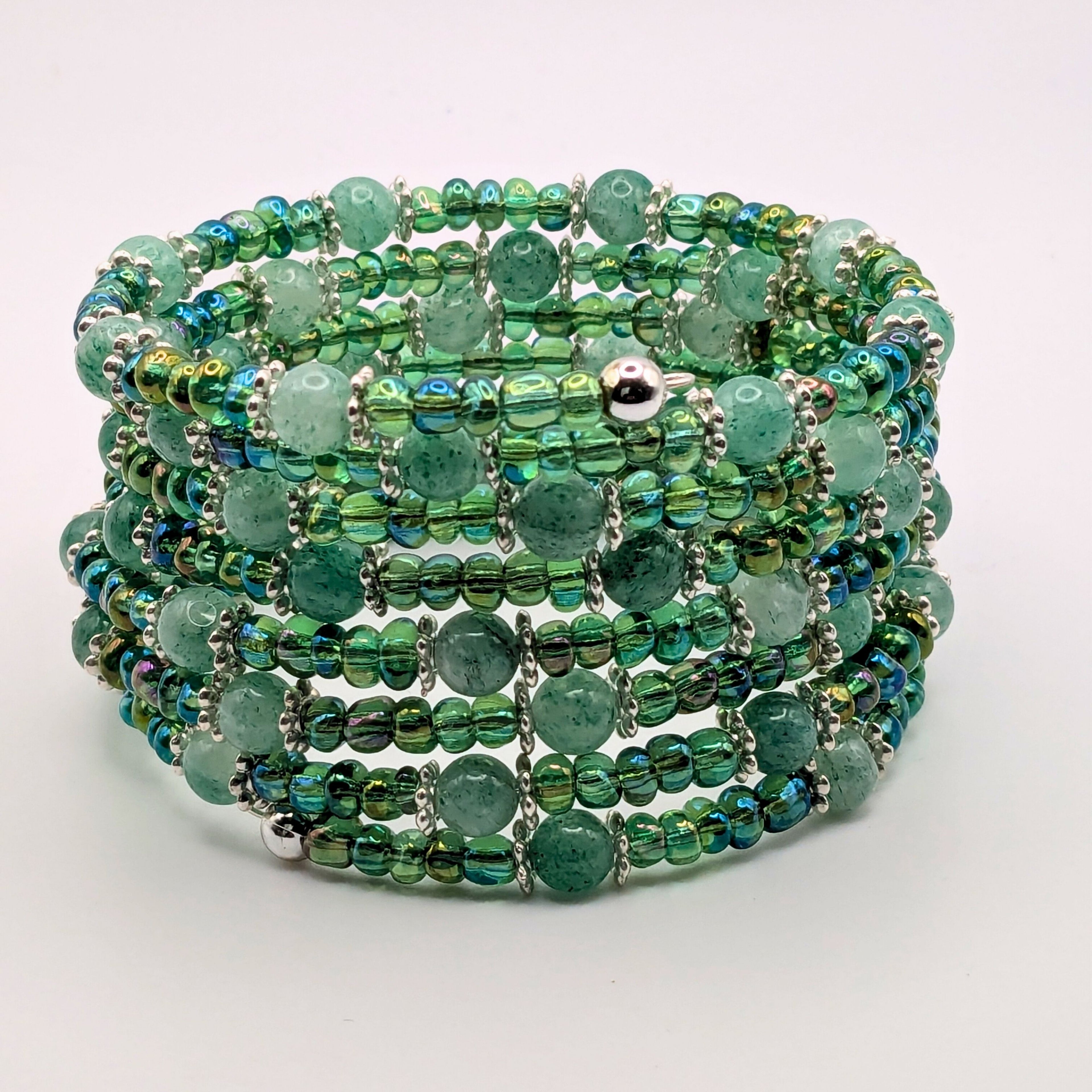 Chunky 7 Layer Beaded Wrap Cuff Bracelet image 2