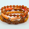 Orange Beaded Bracelets for Women Jewelry Boho Beaded 4 Stacked Set image 0