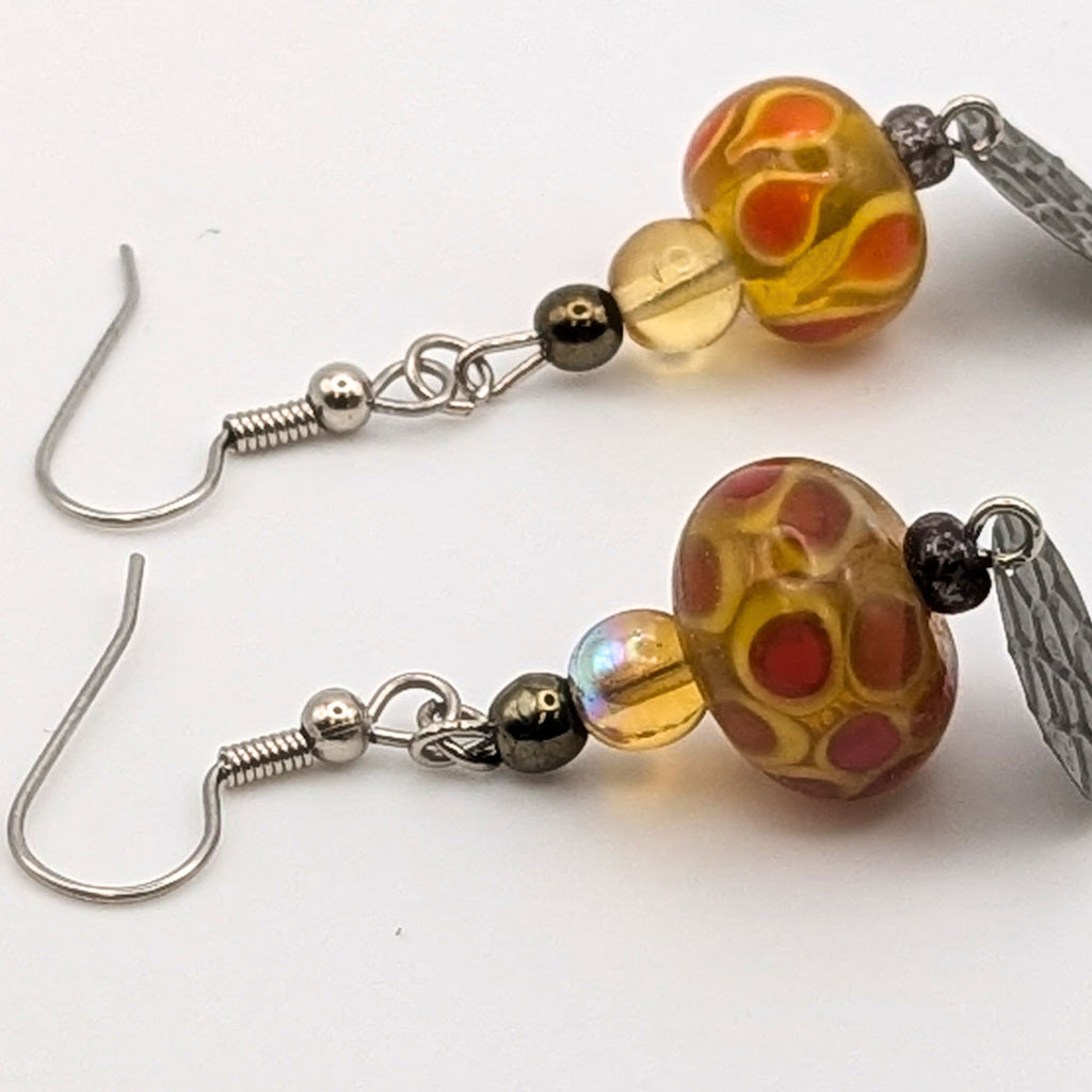 Yellow And Red Marbled Dangle Earrings image 2
