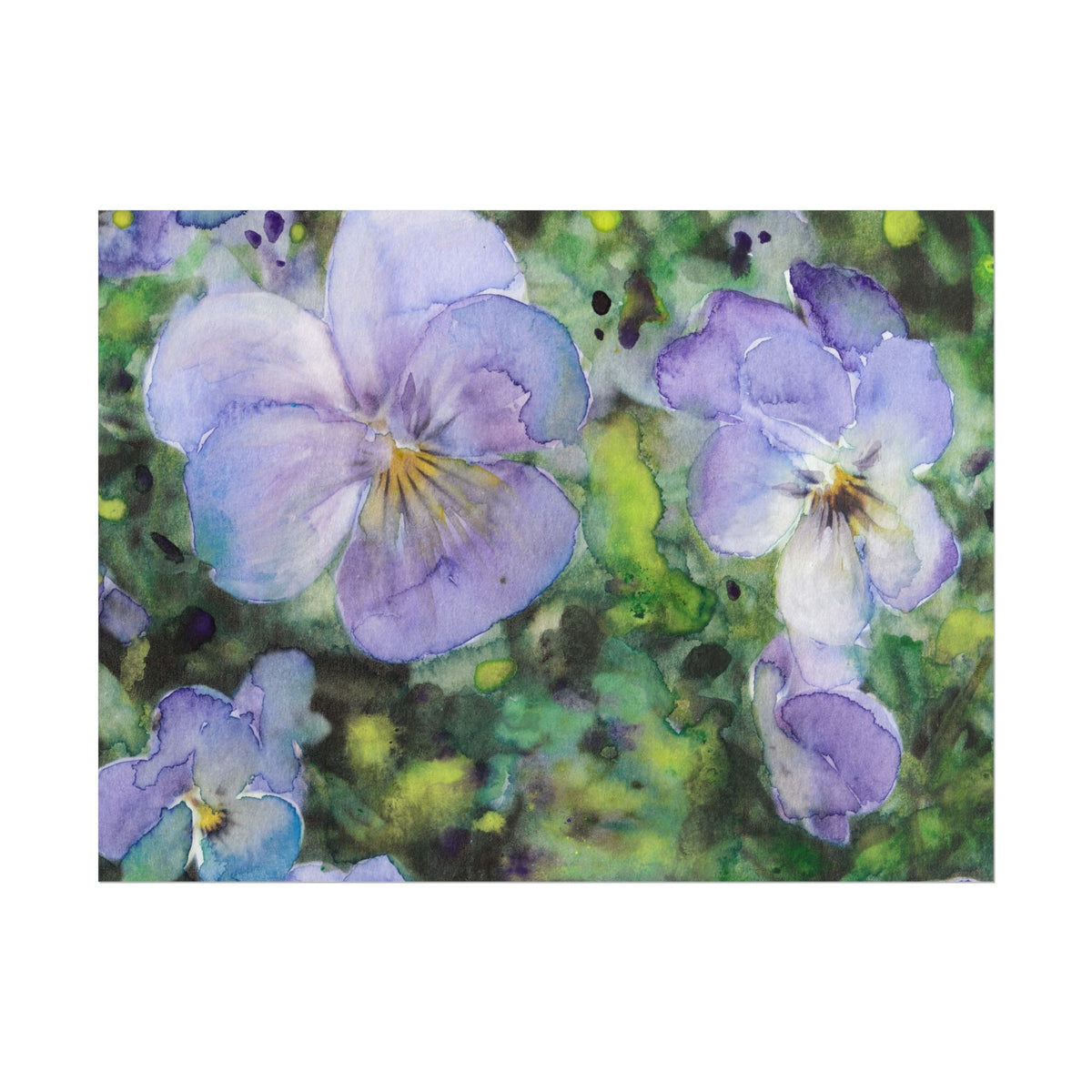 Blue and Purple Pansy Watercolor Poster, Floral Wall Art, Summer Flower Garden Print, Botanical Home Decor, Gardener Gift
