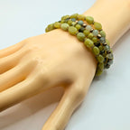Lime Green Beaded Bracelets for Women Jewelry Boho Beaded 4 Stacked Set image 1