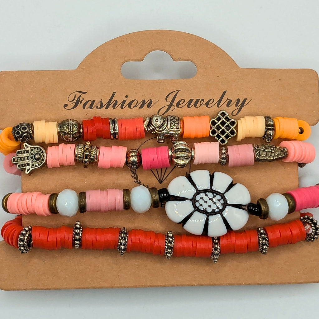Beaded Bracelets for Women Trendy Jewelry Boho Beaded 4 Stacked Set image 0