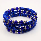 Cobalt Blue Beaded Wrap Cuff Bracelet image 2