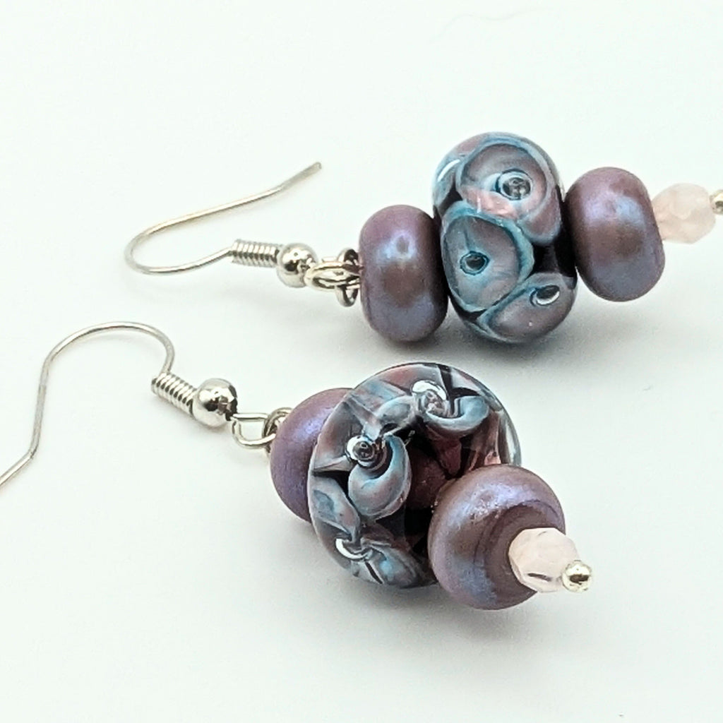 Purple Marbled Dangle Earrings image 4