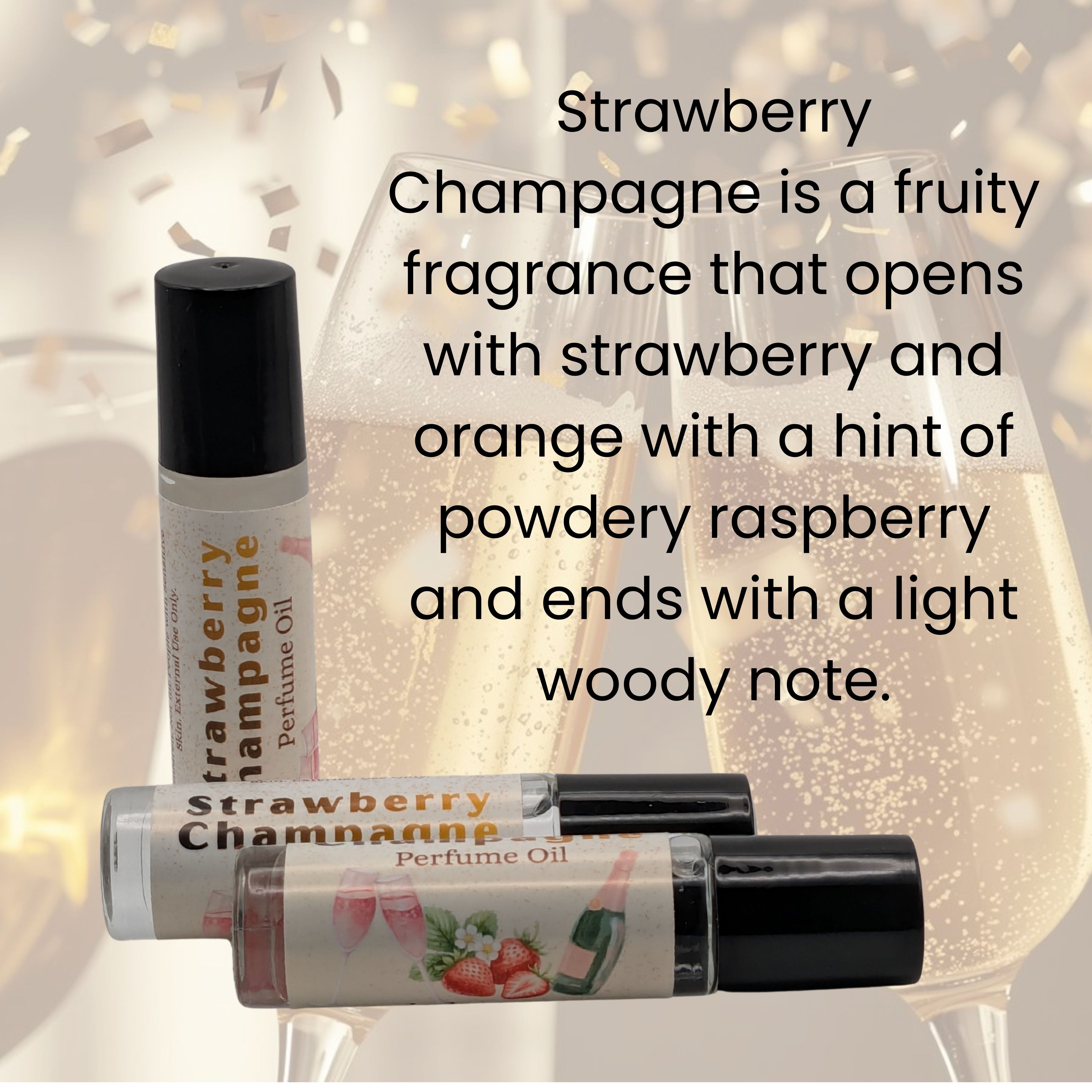 Strawberry Champagne Perfume Oil | Sweet Fruity Musk Scent | 7ml Rollerball image 1