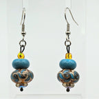 Light Blue And Yellow Swirl Dangle Earrings image 4