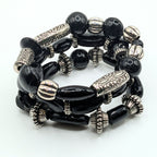 Black Beaded Bracelets for Women Jewelry Boho Beaded 3 Stacked Set image 3