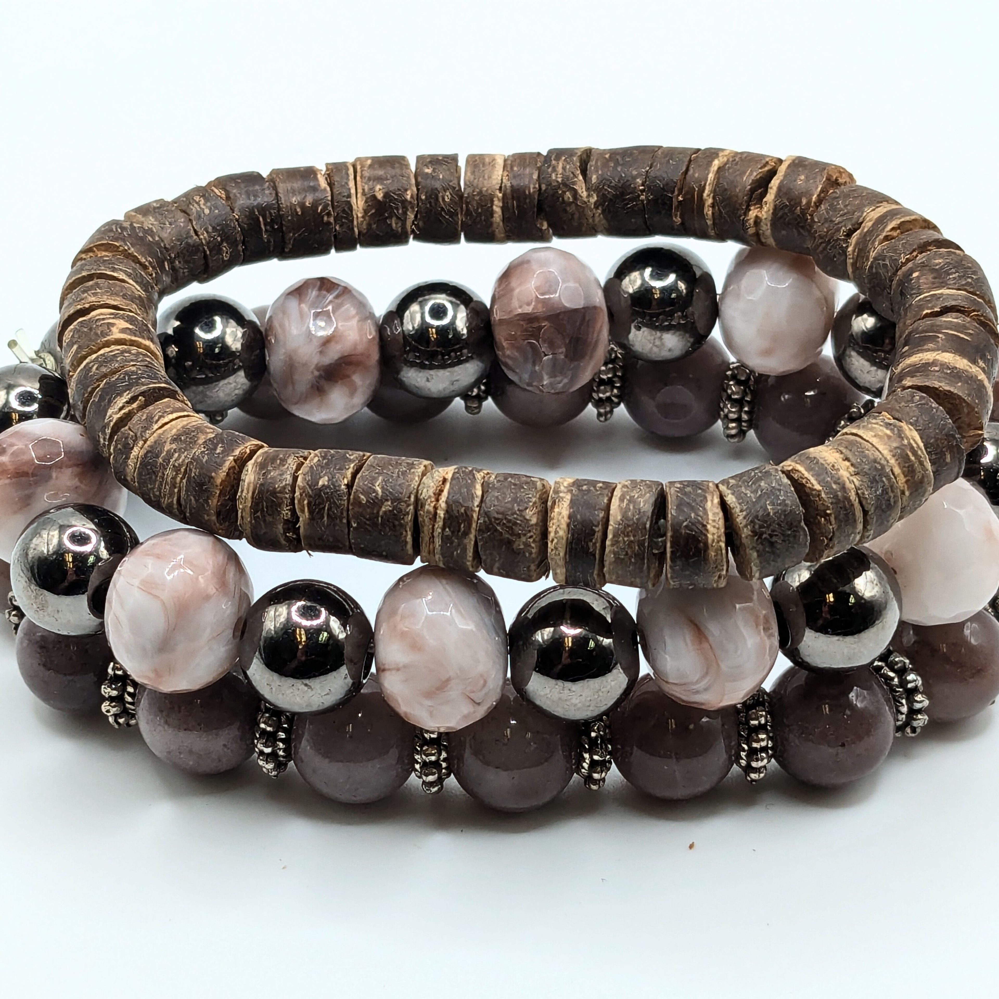 Neutral Beaded Bracelets for Women Jewelry Boho Beaded 3 Stacked Set image 4