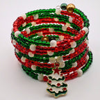 Super Chunky Christmas Beaded Wrap Cuff Bracelet image 4