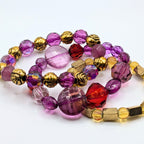 Purple Beaded Bracelets for Women Jewelry Boho Beaded 3 Stacked Set image 3